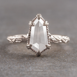 1.63 Carat Icy White Shield Diamond Engagement Ring, Pixie Setting