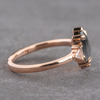 1.28 Carat Black Hexagon Diamond Engagement Ring, Beatrice Setting, 14k Rose Gold