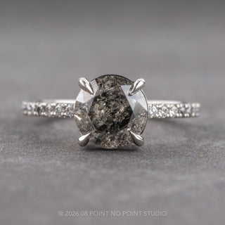 2.15 Carat Salt and Pepper Round Diamond Engagement Ring, Ombre Jules Setting, Platinum