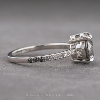 2.15 Carat Salt and Pepper Round Diamond Engagement Ring, Ombre Jules Setting, Platinum