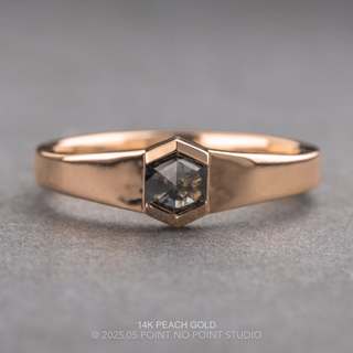 Black Salt and Pepper Hexagon Diamond Wedding Band, Cygnus Setting