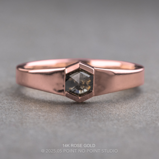 Black Salt and Pepper Hexagon Diamond Wedding Band, Cygnus Setting