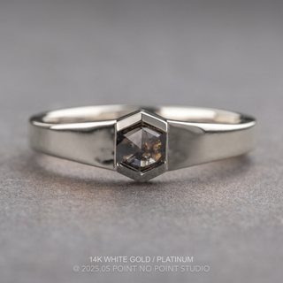 Black Salt and Pepper Hexagon Diamond Wedding Band, Cygnus Setting