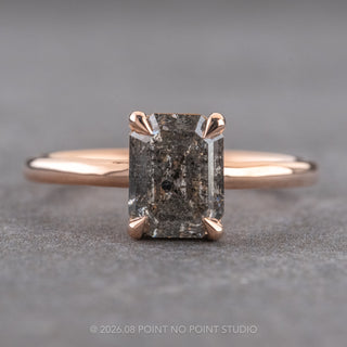 1.80 Carat Canadian Salt and Pepper Emerald Diamond Engagement Ring, Basket Jane Setting, 14K Rose Gold