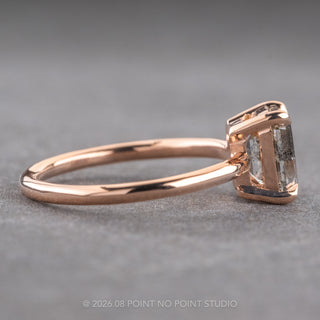 1.80 Carat Canadian Salt and Pepper Emerald Diamond Engagement Ring, Basket Jane Setting, 14K Rose Gold