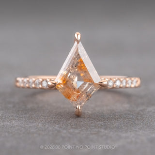 1.79 Carat Orange Salt and Pepper Kite Diamond Engagement Ring, Juliette Setting, 14k Rose Gold
