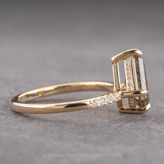 1.54 Carat Salt and Pepper Kite Diamond Engagement Ring, Juliette Setting, 14k Yellow Gold