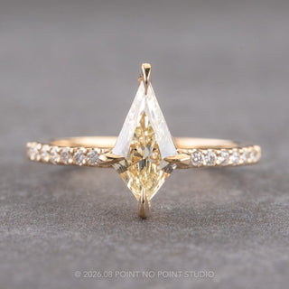 1.22 Carat Clear Kite Diamond Engagement Ring, Juliette Setting, 14k Yellow Gold