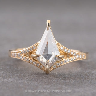 1.36 Carat Icy Salt and Pepper Kite Diamond Engagement Ring, River Setting, 14K Yellow Gold