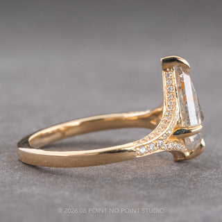 1.36 Carat Icy Salt and Pepper Kite Diamond Engagement Ring, River Setting, 14K Yellow Gold