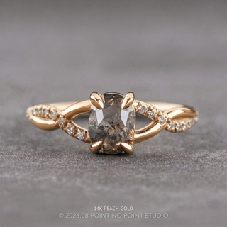1.17 Carat Black Salt and Pepper Oval Diamond Engagement Ring, Wisteria Setting