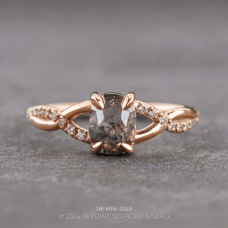 1.17 Carat Black Salt and Pepper Oval Diamond Engagement Ring, Wisteria Setting