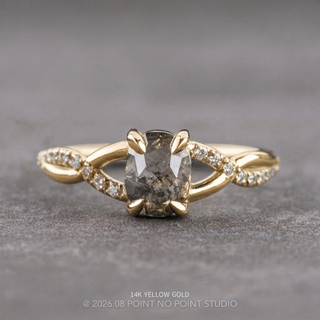 1.17 Carat Black Salt and Pepper Oval Diamond Engagement Ring, Wisteria Setting