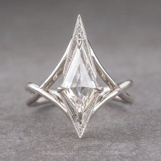 1.53 Carat Kite Lab Diamond Engagement Ring, Twisted Arwen Setting, Platinum
