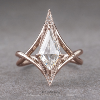 Kite Lab Diamond Engagement Ring, Twisted Arwen Setting, Point No Point Studio. Available in a variety of metal types. Eco-friendly, Recycled Metals, Conflict Free.