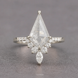 2.37 Carat Icy Salt and Pepper Kite Diamond Engagement Ring, Avaline Setting