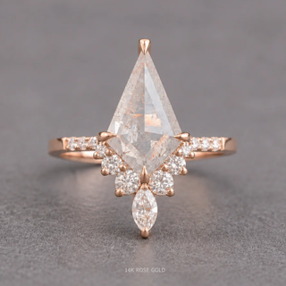 2.37 Carat Icy Salt and Pepper Kite Diamond Engagement Ring, Avaline Setting