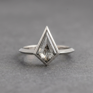 1.07 Carat Salt and Pepper Kite Diamond Engagement Ring, Bezel Jane Setting