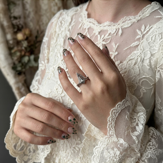 1.07 Carat Salt and Pepper Kite Diamond Engagement Ring, Bezel Jane Setting
