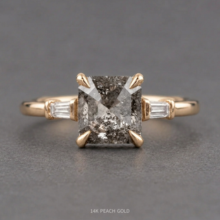 1.20 Carat Salt and Pepper Asscher Diamond Engagement Ring, Zoe Setting