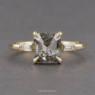 1.20 Carat Salt and Pepper Asscher Diamond Engagement Ring, Zoe Setting