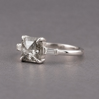 1.20 Carat Salt and Pepper Asscher Diamond Engagement Ring, Zoe Setting