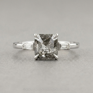 1.20 Carat Salt and Pepper Asscher Diamond Engagement Ring, Zoe Setting