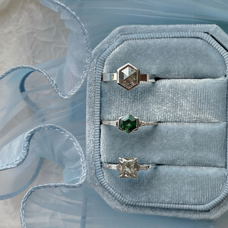 1.20 Carat Salt and Pepper Asscher Diamond Engagement Ring, Zoe Setting