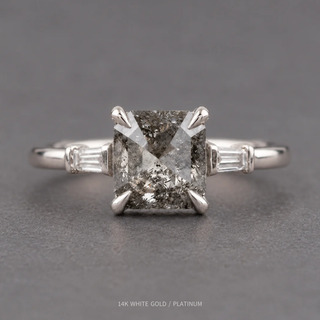 1.20 Carat Salt and Pepper Asscher Diamond Engagement Ring, Zoe Setting