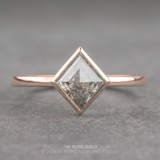 .98 Carat Canadian Salt and Pepper Lozenge Diamond Engagement Ring, Bezel Jane Setting