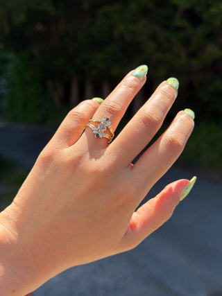 1.52 Carat Salt and Pepper Lozenge Diamond Engagement Ring, Engraved Empress Setting, Point No Point Studio. Available in a variety of metal types. Eco-friendly, Recycled Metals, Conflict Free.