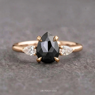 1.74 Carat Black Salt and Pepper Pear Diamond Engagement Ring, Zoe Setting