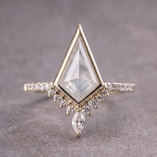 1.51 Carat Icy White Kite Diamond Engagement Ring, Bezel Avaline Setting, Point No Point Studio. Available in a variety of metal types. Eco-friendly, Recycled Metals, Conflict Free.