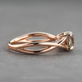 1.33 Carat Canadian Salt and Pepper Hexagon Diamond Engagement Ring, Weslyn Setting, 14k Rose Gold, Point No Point Studio. Eco-friendly, Recycled Metals, Conflict Free.