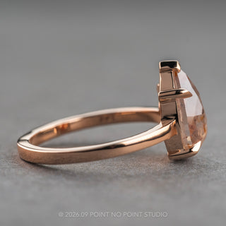 2.40 Carat Orange Salt and Pepper Pear Diamond Engagement Ring, Charlize Setting, 14k Rose Gold, Point No Point Studio. Eco-friendly, Recycled Metals, Conflict Free.