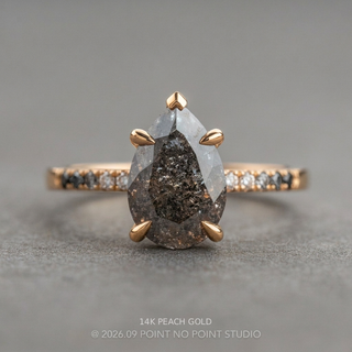 2.40 Carat Salt and Pepper Pear Diamond Engagement Ring, Ombre Sirena Setting