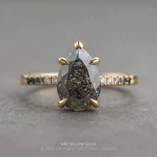2.40 Carat Salt and Pepper Pear Diamond Engagement Ring, Ombre Sirena Setting
