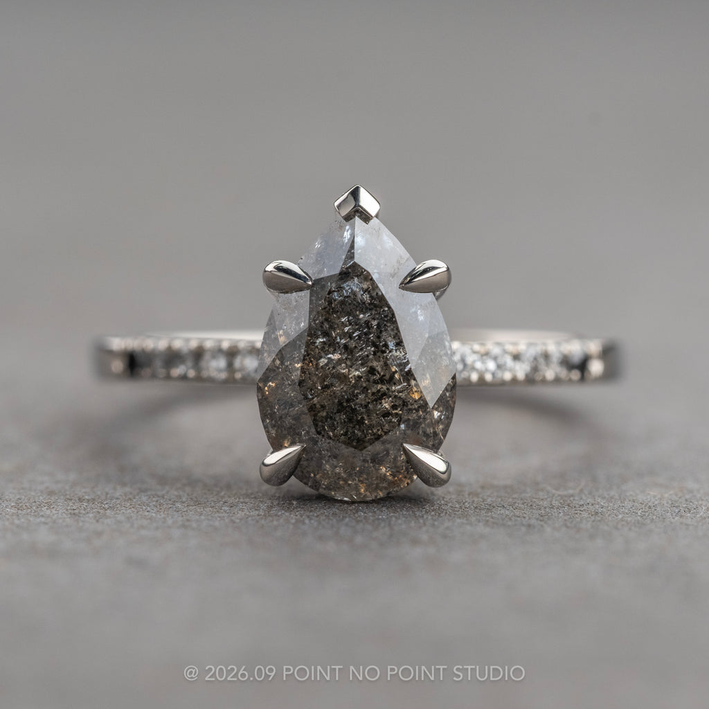 Salt and Pepper Diamond Engagement Ring, Point No Point Studio