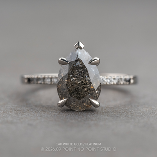 2.40 Carat Salt and Pepper Pear Diamond Engagement Ring, Ombre Sirena Setting