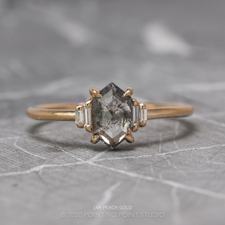 1.47 Carat Salt and Pepper Hexagon Diamond Engagement Ring, Betty Setting