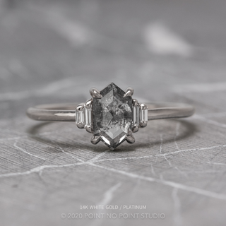 1.47 Carat Salt and Pepper Hexagon Diamond Engagement Ring, Betty Setting