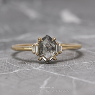 1.47 Carat Salt and Pepper Hexagon Diamond Engagement Ring, Betty Setting