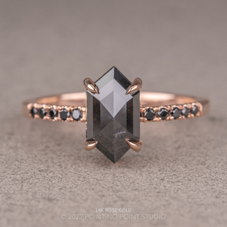 1.41 Carat Black Hexagon Diamond Engagement Ring, Black Diamond Jules Setting