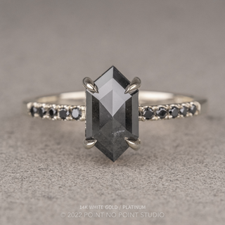 1.41 Carat Black Hexagon Diamond Engagement Ring, Black Diamond Jules Setting