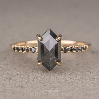 1.41 Carat Black Hexagon Diamond Engagement Ring, Black Diamond Jules Setting