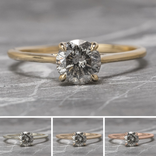 1.07 Carat Salt and Pepper Diamond Engagement Ring, Madeline Setting