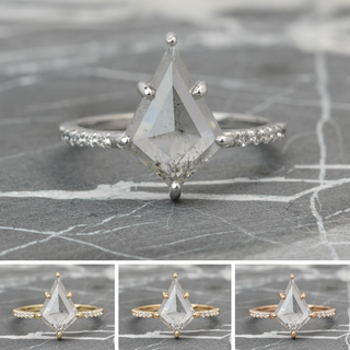 2.90 Carat Salt and Pepper Kite Diamond Engagement Ring, Jules Setting