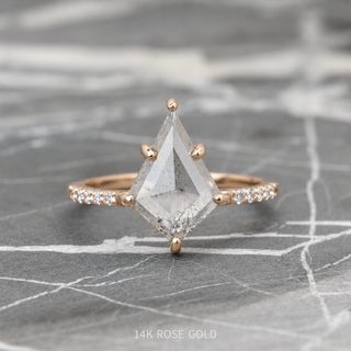 2.90 Carat Salt and Pepper Kite Diamond Engagement Ring, Jules Setting