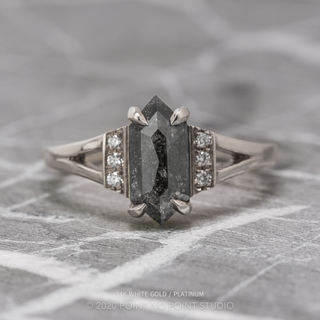 1.03 Carat Black Salt and Pepper Hexagon Diamond Engagement Ring, Koko Setting