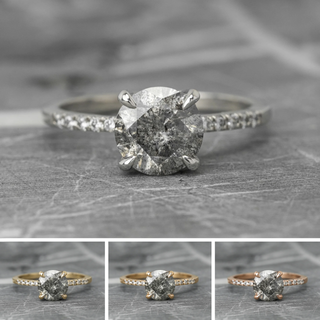 1.45 Carat Salt and Pepper Round Diamond Engagement Ring, Jules Setting